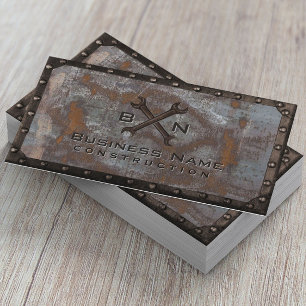 Handyman Plumber Vintag Rusty Metal Construction Visitenkarte