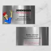 Handyman Plumber Wrench Metal Maintenance Visitenkarte (Vorne/Hinten)