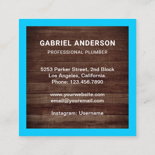 Handyman Plumbing Pipe WFranzösisch Rustikale Holz Quadratische Visitenkarte (Rückseite)