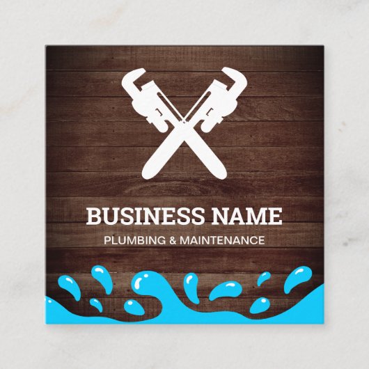 Handyman Plumbing Pipe WFranzösisch Rustikale Holz Quadratische Visitenkarte (Vorderseite)
