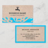 Handyman Plumbing Water Ansteche Rustikales Burlap Visitenkarte (Vorne/Hinten)
