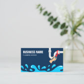 Handyman Plumbing Water Pipe Navy Blue Plumber Visitenkarte (Stehend Vorderseite)