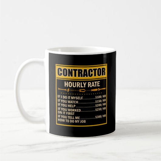 Handyman Price Chart Contractor Stundenlohn Kaffeetasse (Links)