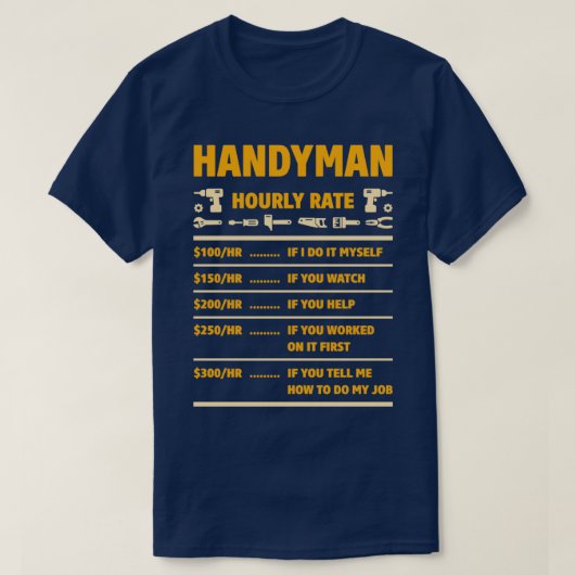 Handyman Price Chart T-Shirt (Design vorne)