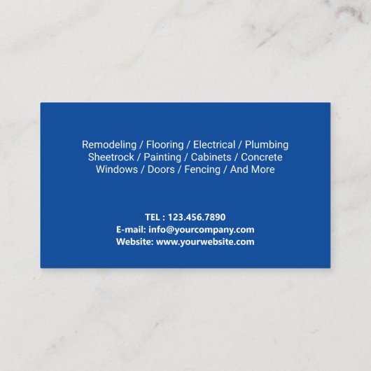 Handyman Repair & Maintenance Service Blau Visitenkarte (Rückseite)