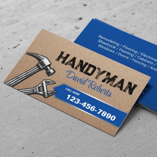 Handyman Repair & Maintenance Service Blau Visitenkarte