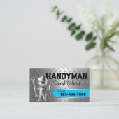 Handyman Repair & Maintenance Service Blue Metal Visitenkarte (Stehend Vorderseite)