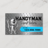 Handyman Repair & Maintenance Service Blue Metal Visitenkarte (Vorderseite)