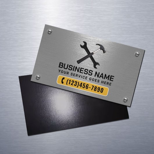 Handyman Repair Maintenance Service Imitat Metall Magnetische Visitenkarte