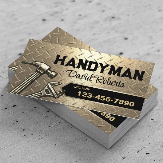 Handyman Repair & Maintenance Service Modern Gold Visitenkarte