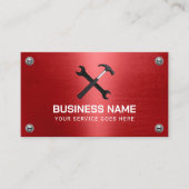 Handyman Repair Maintenance Service Red Metal Visitenkarte (Vorderseite)