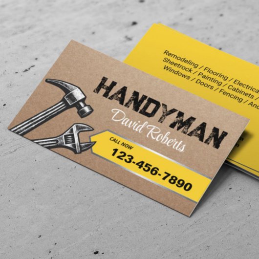 Handyman Repair Maintenance Service Vintag Kraft Visitenkarte