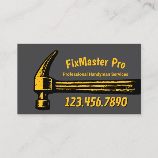 Handyman Repair Service Big Hammer Fix Master Visitenkarte (Vorderseite)