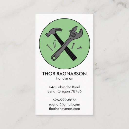 Handyman Reparatur Konstruktion Schraubenhammer Co Visitenkarte (Vorderseite)