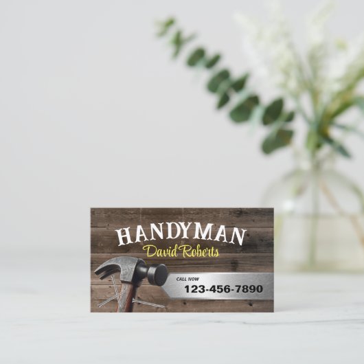 Handyman Reparatur & Wartung Big Hammer Visitenkarte (Stehend Vorderseite)