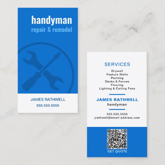 Handyman-Reparaturen | QR-Code Visitenkarte (Vorne/Hinten)