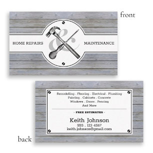 Handyman Rustic Gray Wood Vintage Konstruktion Visitenkarte