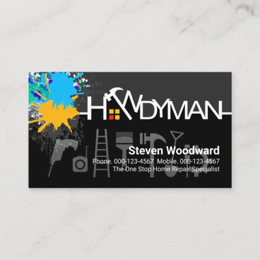 Handyman-Schild Malerei-Spritzer Visitenkarte (Vorderseite)