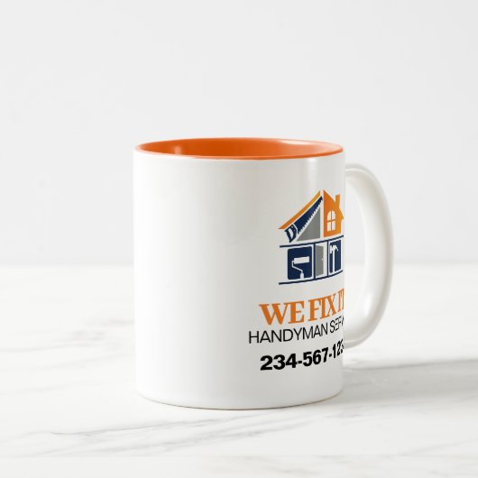 Handyman-Service-Werbung Zweifarbige Tasse (VorderseiteRechts)