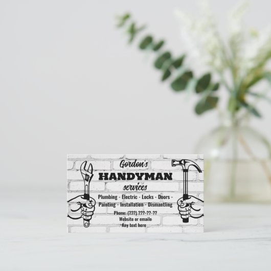 Handyman Services Business Card Visitenkarte (Stehend Vorderseite)