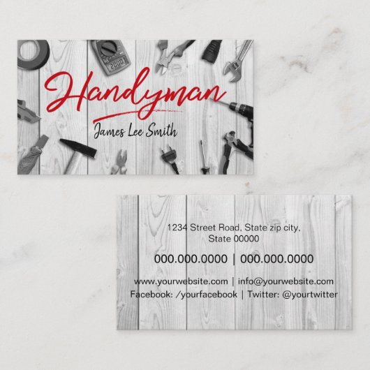 Handyman Services Business Card Visitenkarte (Vorne/Hinten)