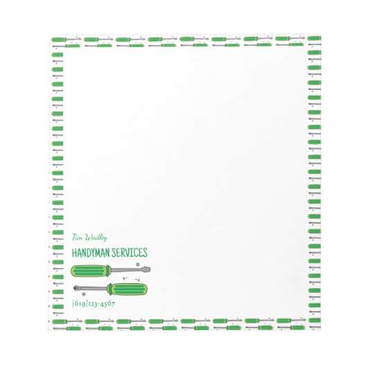 Handyman Services Business Personalisiert Notepad Notizblock (Vorderseite)