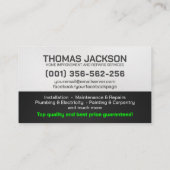 Handyman Services Cool Simple Visitenkarte (Rückseite)