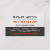 Handyman Services Cool Simple Visitenkarte (Rückseite)