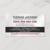 Handyman Services Cool Simple Visitenkarte (Rückseite)