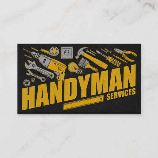 Handyman Services Gelbe Tools grunge Visitenkarte (Vorderseite)