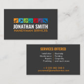 Handyman Services Tools farbige Icons Visitenkarte (Vorne/Hinten)