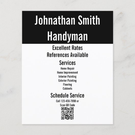 Handyman Services - Vorlage für schwarzen und weiß Flyer (Vorne)