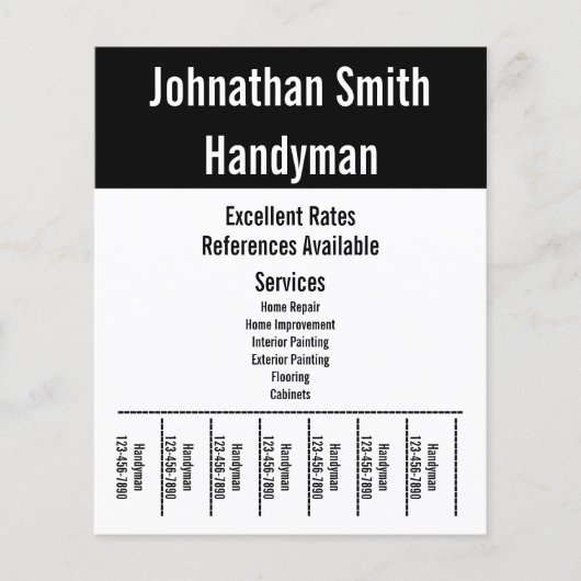 Handyman Services Vorlage für schwarzen und weißen Flyer (Vorne)
