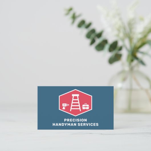 Handyman Services Zuhause Repair Ladder Retro Vint Visitenkarte (Stehend Vorderseite)