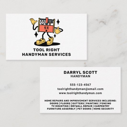 Handyman Services Zuhause Repair Toolkit Retro Mas Visitenkarte (Vorne/Hinten)