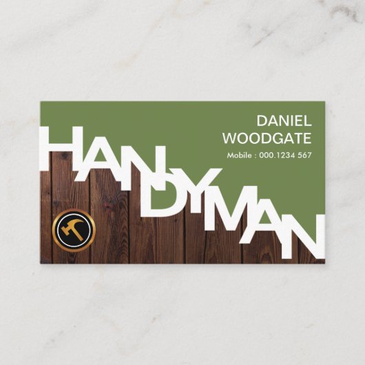 Handyman Signage Fine Wood Grain Timber Fence Visitenkarte (Vorderseite)