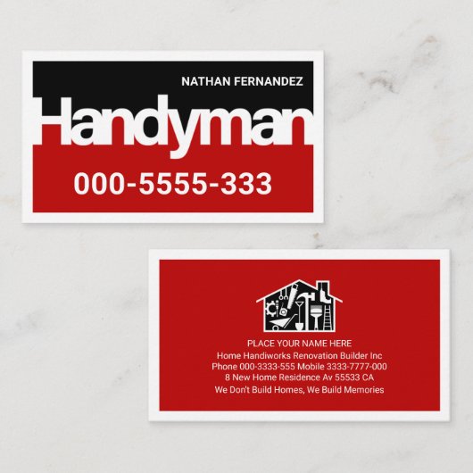 Handyman Signage Frame Builder Visitenkarte (Vorne/Hinten)