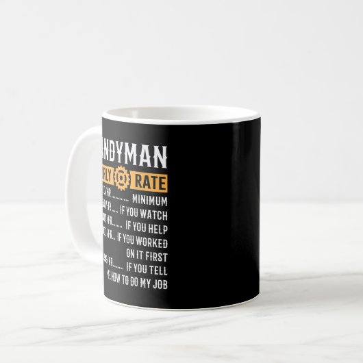 Handyman Stunden Rate Funny Handyman Geschenke Kaffeetasse (Vorderseite Links)