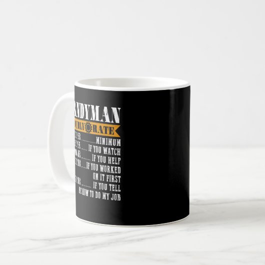 Handyman Stunden Rate Funny Handyman Geschenke Kaffeetasse (Vorderseite Links)