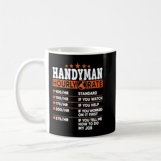 Handyman Stundenpreis Funny Repliment Zusatzkosten Kaffeetasse (Links)