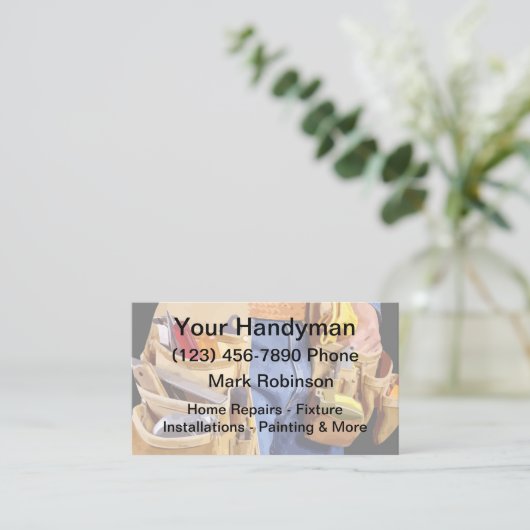Handyman Theme Business Cards Visitenkarte (Stehend Vorderseite)