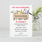 Handyman Tools and Gadgets Birthday Party Einladung (Stehend Vorderseite)