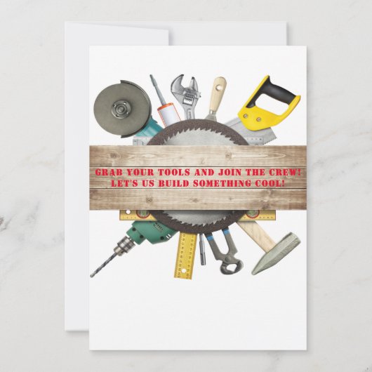 Handyman Tools and Gadgets Birthday Party Einladung (Rückseite)