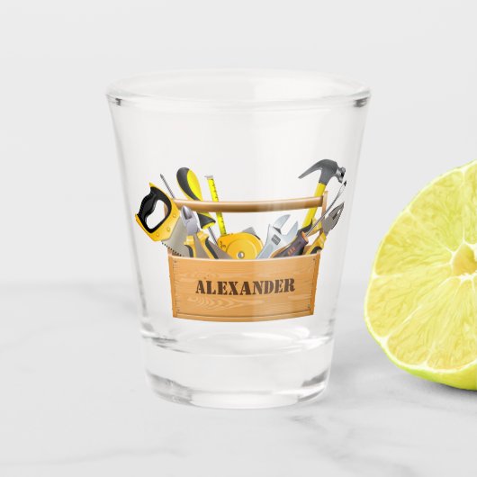 Handyman Tools and Gadgets Birthday Party Schnapsglas (Vorderseite)