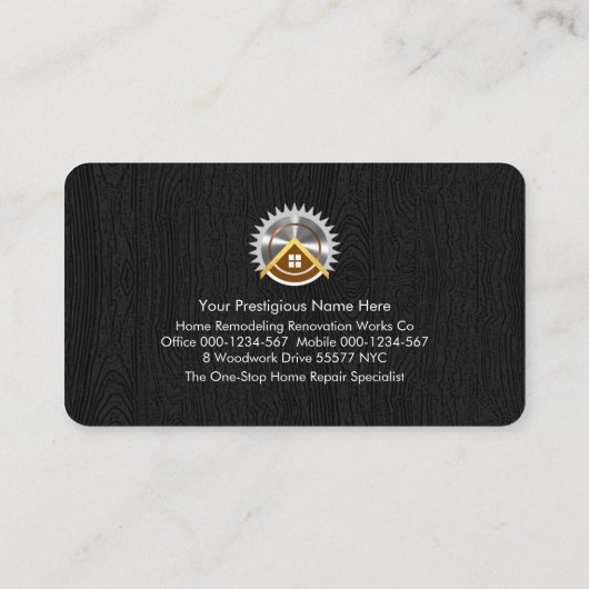 Handyman-Tools auf Holzebene Visitenkarte (Rückseite)