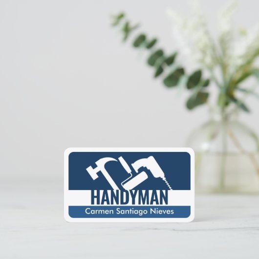 Handyman Tools Blue Layers Visitenkarte (Stehend Vorderseite)