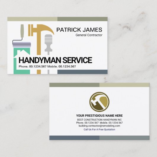 Handyman Tools Contractor Visitenkarte (Vorne/Hinten)