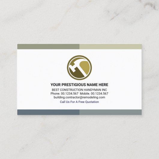 Handyman Tools Contractor Visitenkarte (Rückseite)