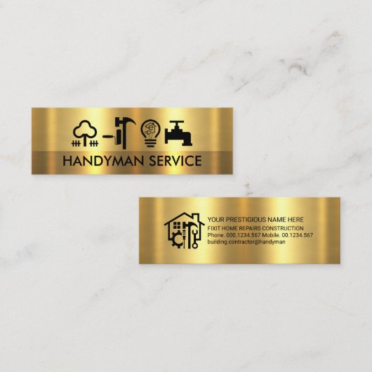 Handyman-Tools für atemberaubende Gold Layers Mini Visitenkarte (Vorne/Hinten)