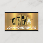 Handyman Tools Gebäude auf Gold Visitenkarte (Vorderseite)
